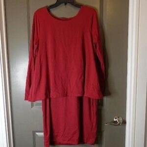 Travelsmith red Maxi dress‎ modest layered with pockets M casual womens